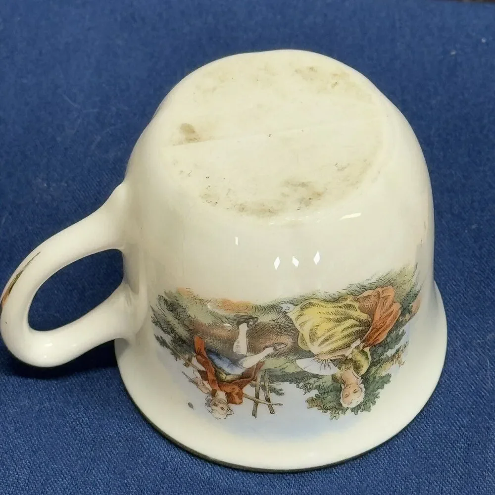 Vintage Gold‎ Gilded Demitasse Tea Cup Garden Scene Landscape Couple Colonial